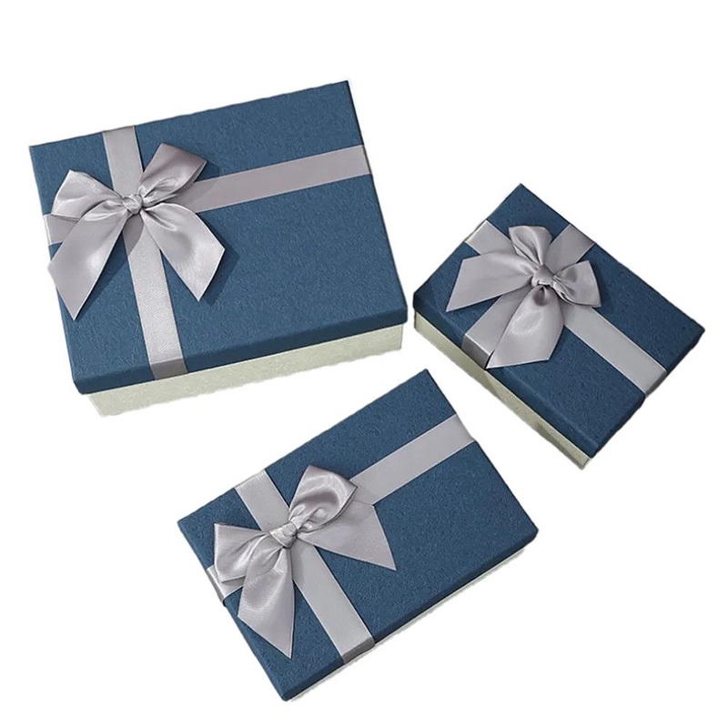 Customized Blue Bow Top and Bottom Cover Gift Box for Home Storage – Packaging Box and Gift Box price