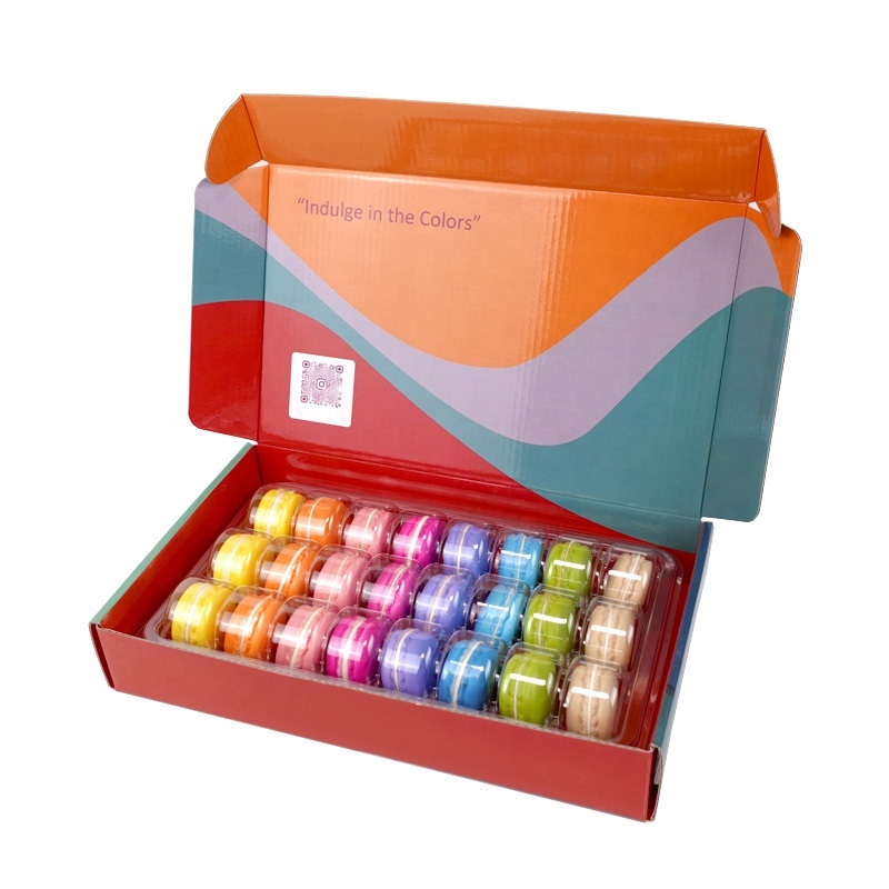Custom 24 Macaron Mailer Shipping Box Dessert Cookie Donut Pizza Corrugated Paper Folding Packaging Cardboard Boxes – Macaron Packaging Box and Macaron Box price
