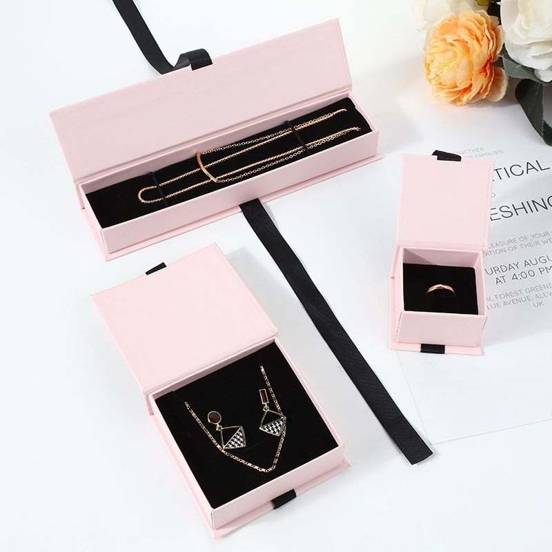 Custom Design Ring Earring Bracelet Jewelry Package Box Custom Necklace Romantic Gift Paper Box with Ribbon – Jewelry Box and Packaging Boxes price