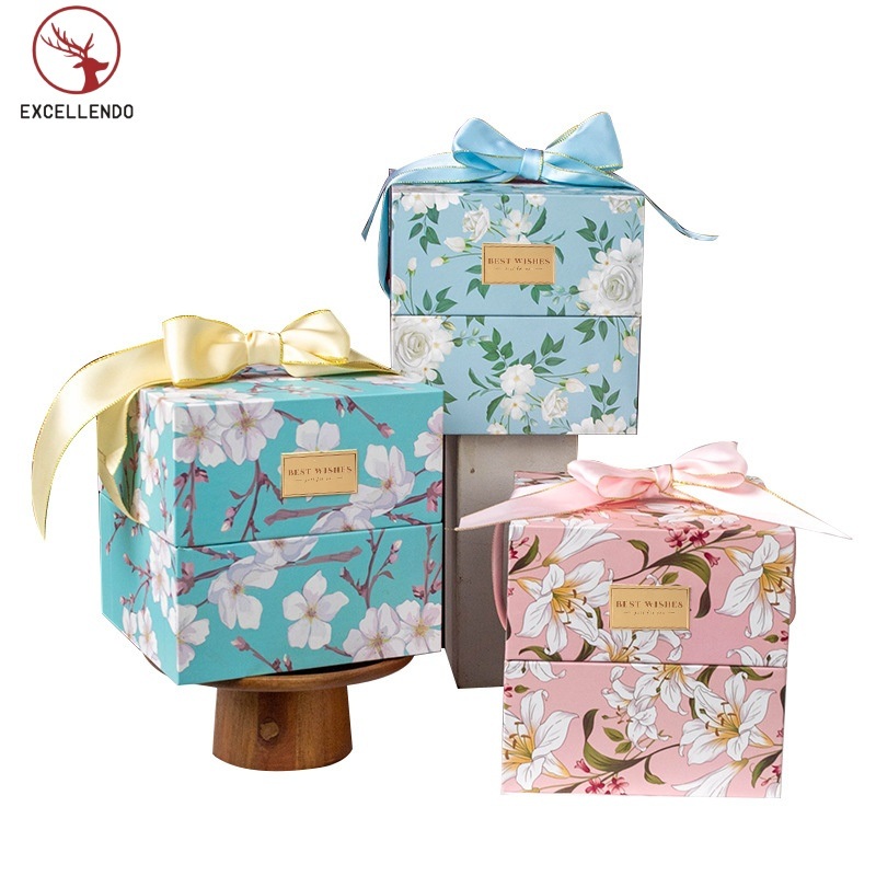 Custom Logo Square Two-Piece Box with Ribbon Luxury Candy Packaging Gift Box – Cosmetic Boxes and Packaging Box price