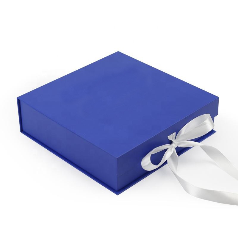 Custom Luxury Blue Color Gift Clothing Paper Packaging Box with Ribbon – Paper Gift Box and Paper Box price