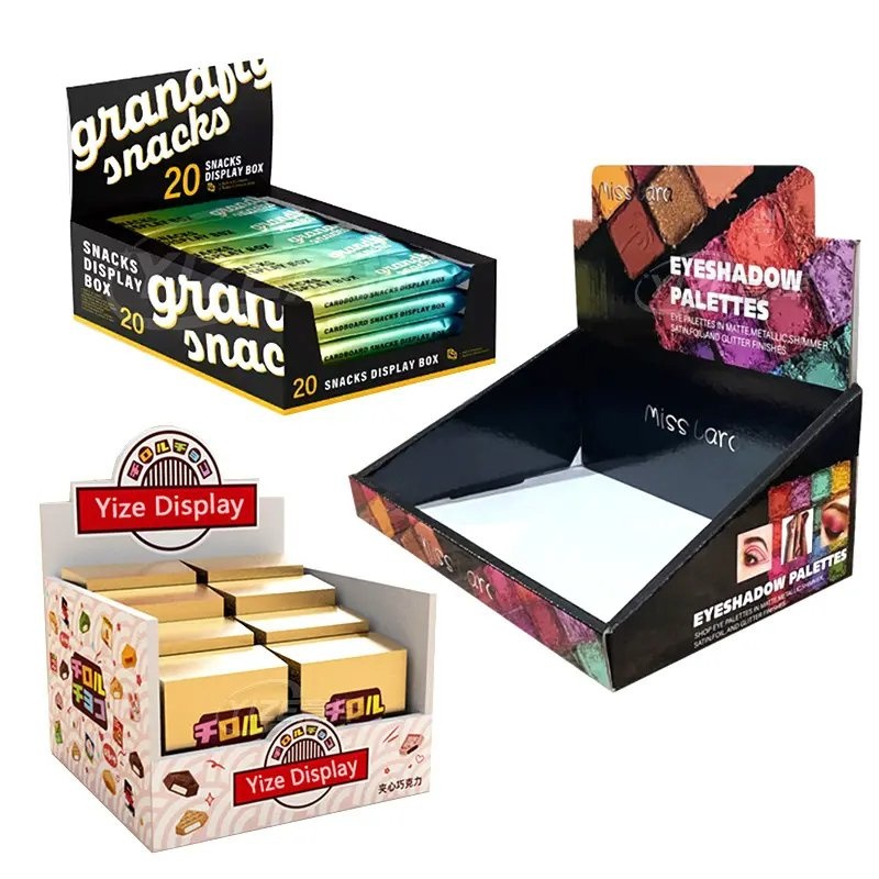 Custom Store Retail 3 Tier Cardboard Counter Display Table Top Foldable Corrugated Cardboard Counter Display Box – Custom Box and Pcakaging Box price