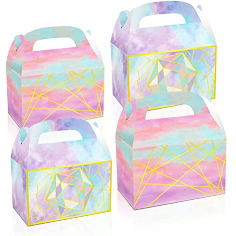 Pink Purple Blue Mable Treat Boxes with Handles – Paper Gift Box and Printed Box price