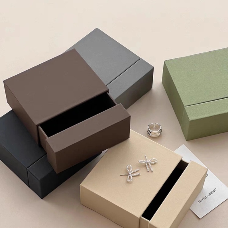 Wholesale Leatherette Paper Jewellery Box Packaging Necklace Ring Gift Jewelry Box Support Personalized Logo – Custom Box and Packaging Box price