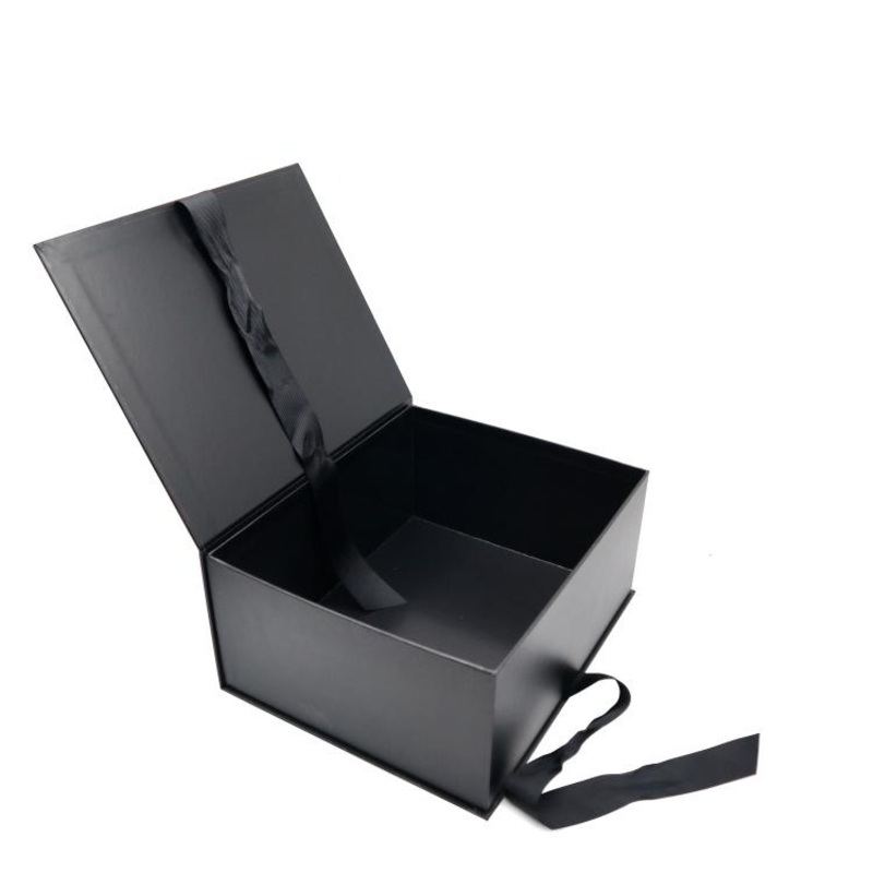 OEM Factory Cardboard Black Paper Packaging Gift Box with Ribbon Closures – Packaging Paper Box and Gift Magnetic Box price