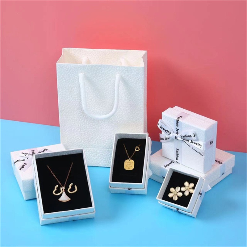 Simple and Fashionable Imitation Leather Pattern Earrings Pendant Jewelry Paper Jewelry Box with Ribbon – Packaging Box and Packaging Carton Box price
