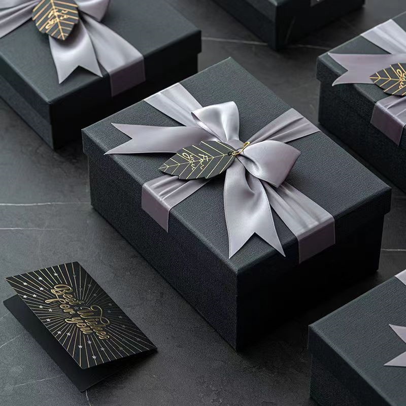 Wholesale Black Colour Gift Box Creative Bow Packaging Box Cosmetics Perfume Rectangular Souvenir Boxes – Box and Gift Box price