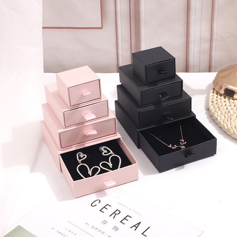 Wholesale Custom Logo Jewellery Packaging Drawer Box Ring Earring Necklace Bracelet Pink Black Cardboard Paper Jewelry Box – Leather Belt Box and Necklace Boxes price