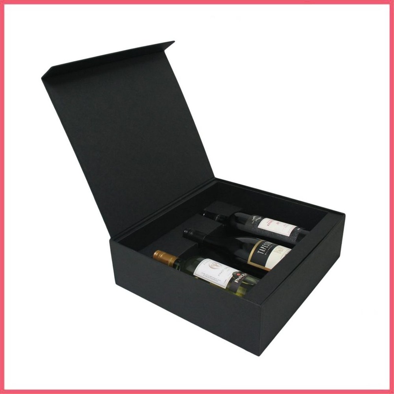 Custom Logo Printed Cardboard 3 Bottle Black Wine Presentation Box Wine Packing Packaging Box – Black Wine Packaging Box and Wine Packaging Box price