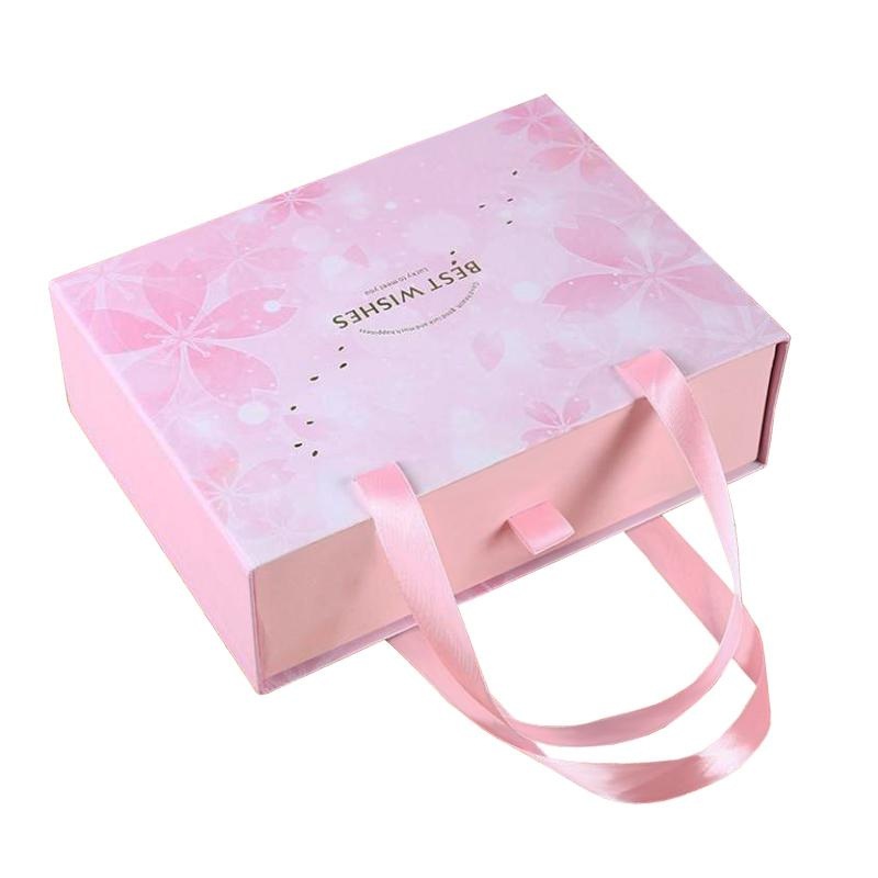 Customized Gift Box with Handle Luxury Paper Clothing Sliding Drawer Packaging Box with Ribbon – Packaging Paper Box and Wig Gift Box price