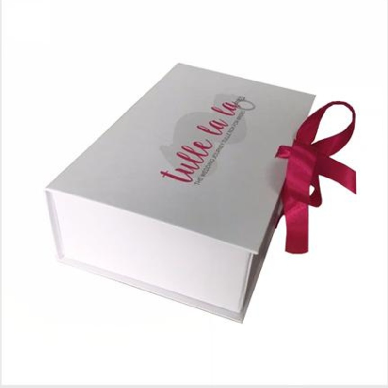 Luxury Custom Logo Matt White Folding Magnetic Gift Box with Ribbon – Folding Gift Box and Gift Box price