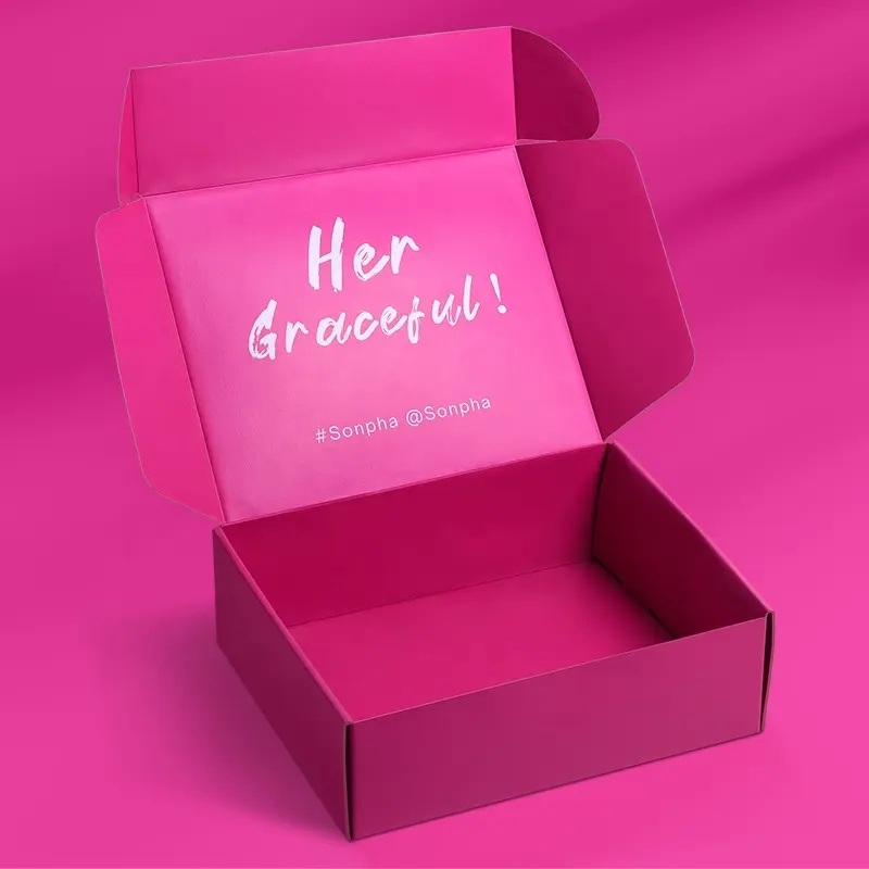 Wholesale Custom Logo Printed Pink Small Size Unique Plain Corrugated Shipping Boxes Cardboard Skincare Mailer Clothing Wig Packing Box – Packaging Box and Packaging Carton Box price