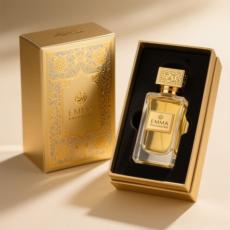 Golden Empty Perfume Packaging with Inner – Arabic Perfume Box and Perfume Box with Bottle price
