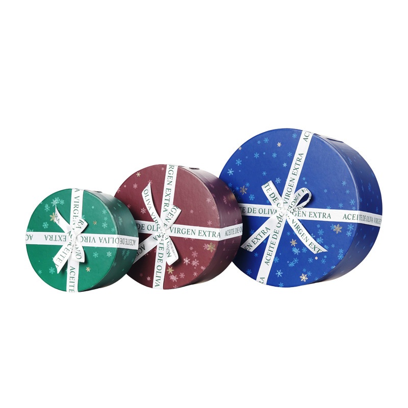 Rigid Gift Packaging Set Three Gift Round Lid Bottom Box with Ribbon – China Wholesale and Gift Box price