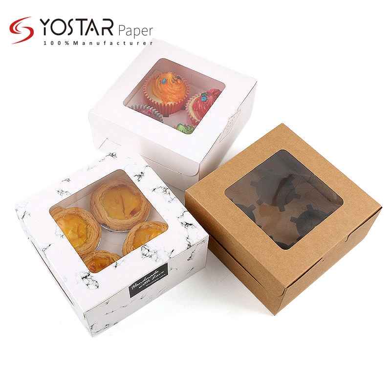 Cupcake Box with Window Kraft Paper Boxes Dessert Mousse Box – Packaging for Watch Strap and Fan Packing Box Factory price