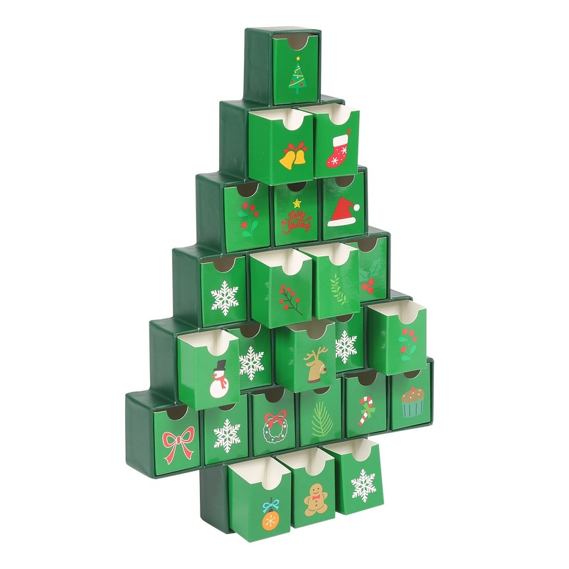 Handcrafted Christmas Countdown Calendar Tree Box with 24 Drawers – Food Packaging and Cake Box price