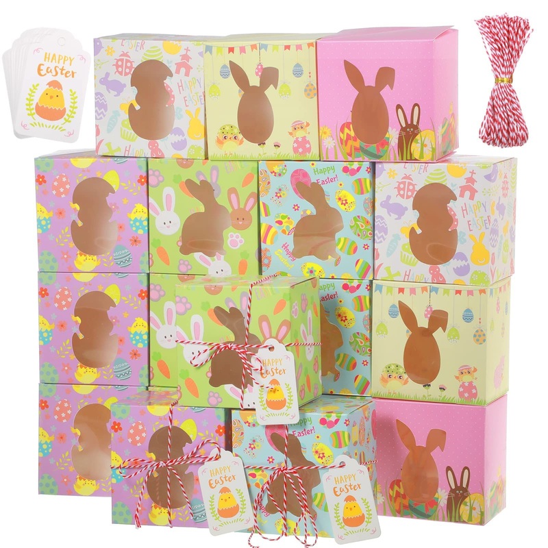 Recycle Customize Personalize White Pink Yellow Rabbit Shape Cupcake Snacks Candy Chocolate Packaging Color Gift Small Paper Box – Glossy Lamination Easter Boxes and Matt Lamination Bunny Boxes price