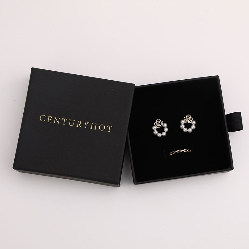 9*9*3.2cm Black Paper Sliding Jewelry Box with Logo Personalized Jewelry Packaging Box Drawer Necklace Box with Logo Custom – Leather Belt Box and Necklace Boxes price