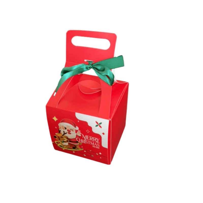 Cheerful Christmas Box Paper Featuring Santa Claus Design Red Box – Christmas and Festive Christmas Ribbon Box price