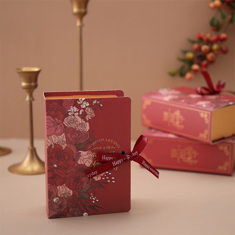 Gift Packaging Box Creative Book Shape Christmas Wedding Chocolate Candy Box with Ribbon – Cookies Candy Boxes and Bakery Boxes price