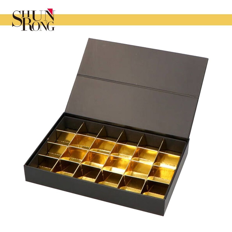 Luxury Gift Box for 24-Piece Truffle – Black Appearance with Greaseproof Golden Compartments – Custom Chocolate Box and Gift Packaging price