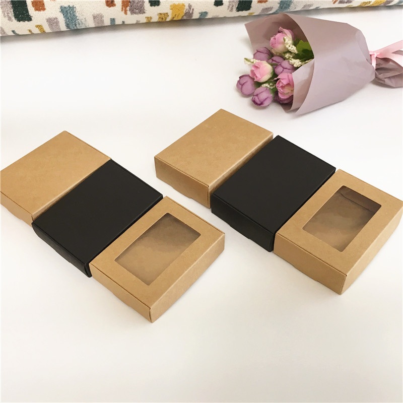 Custom Logo Folding Kraft Paper Boxes with Clear Window – Gift Box and Small Paper Box price