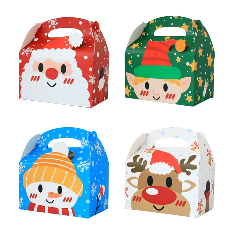 Wholesale Small Candy Treat Goodie Boxes Christmas Party Favor Kraft Paper Gift Die Cut Handle Cake Box – Boxes for Xmas and Christmas Box price