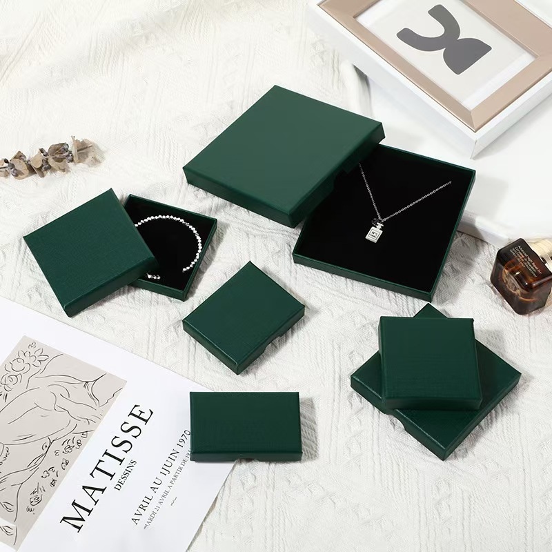 Wholesales Dark Green Ring Necklace Earring Gift Packaging Box Jewellery Boxes for Necklaces and Rings – Packaging Box and Packaging Carton Box price