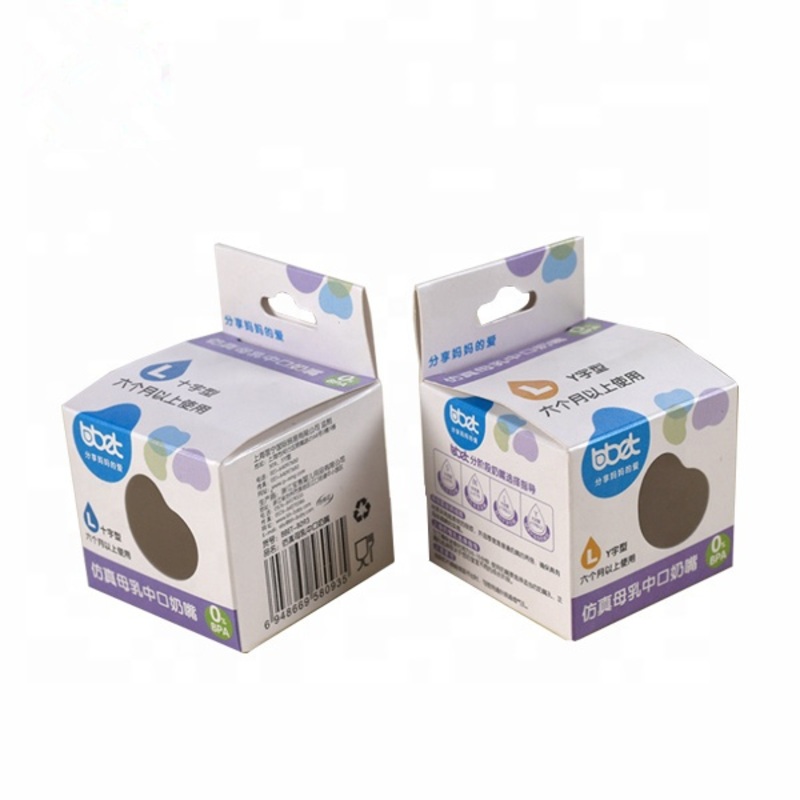 China Manufacturer Custom Retail Small Folding Paper Hang Box Packaging for Baby Pacifier Holder – Retail Packaging Box and Small Folding Box price