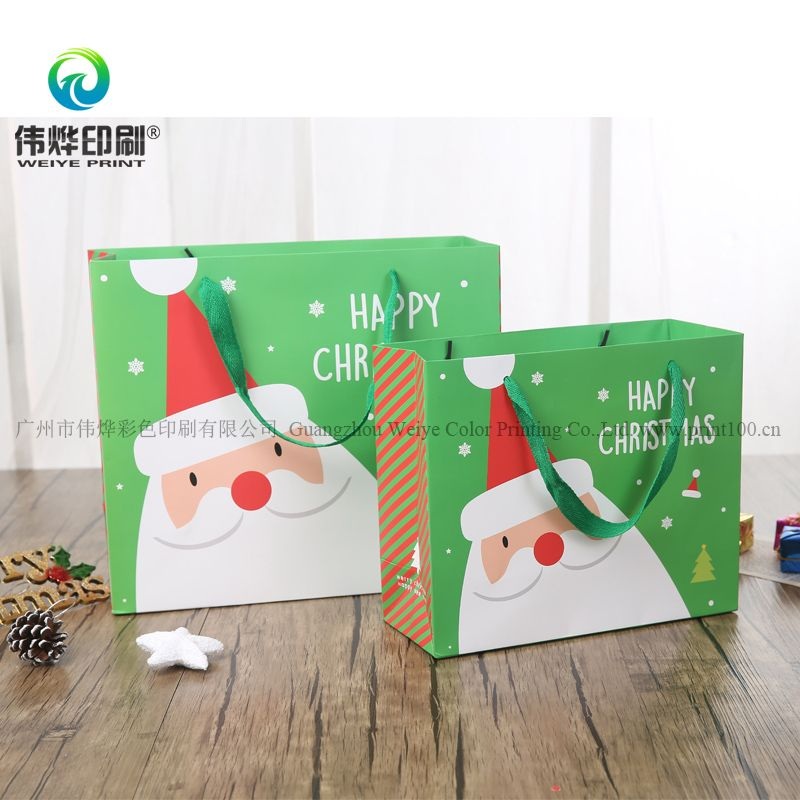 Custom Logo Printed Santa Claus Decorative Fancy Christmas Gift Packaging Paper Bag with Handle – Snack Paper Bag and Carrier Gift Bag price
