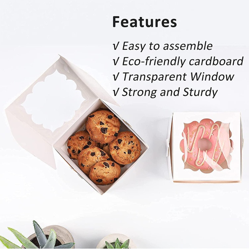 Pastry Biscuit Nut Candy Paper Folding Gift Box with Inserts PVC Window Square Baking Muffin Cookies Kraft Box with Ribbon – Corrugated Packaging Boxes and Cardboard Box Custom price