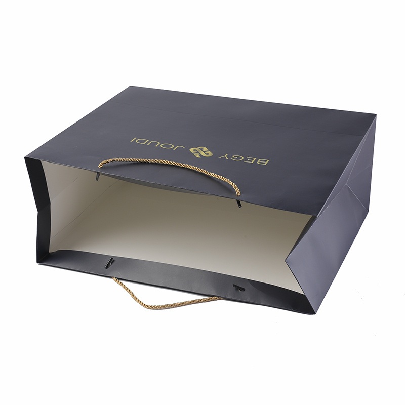 Custom Printing Logo Waterproof Gift Bag Cardboard Packaging Black Shopping Paper Bag with Handles – Gift Packaging and Plastic Container price