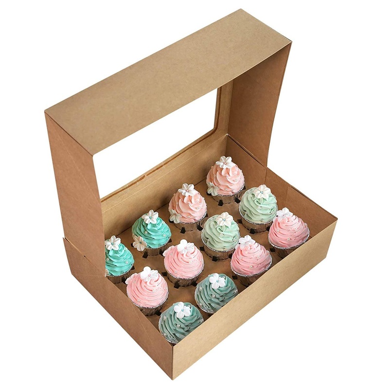 Custom White Brown 6 12 Hole Cupcake Boxes Pastry Cookie Boxes – 6 12 Hole Cupcake Boxes and Custom Packaging Box price