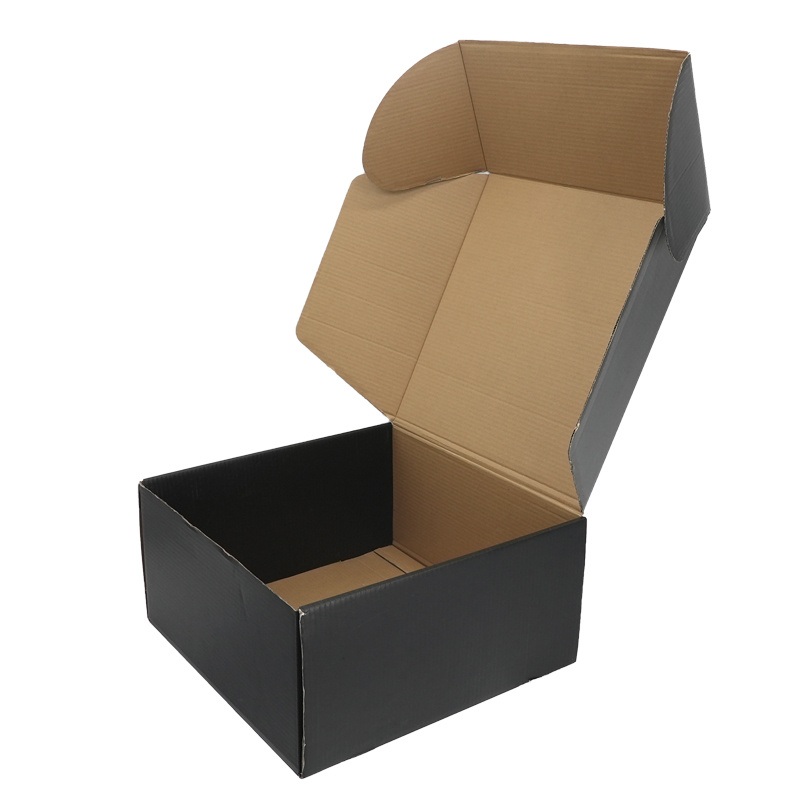 Shoe Packaging Black Kraft Box Corrugated Mailer Printing Garment Packaging Folding Shipping Crates – Custom Box and Food Box price