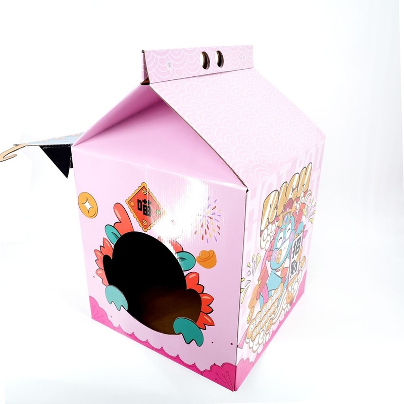 Custom Design Eco-Friendly Cartoon Corrugated Board Paper Pets House Box for Cat Dog – Cat House Box and Paper Pet House price