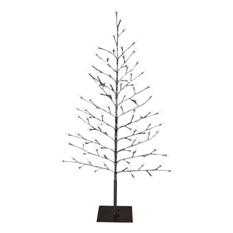 Holiday Bright Lights Indoor/Outdoor 4′ Flat Stick Tree – Brown/Pure White Twinkling