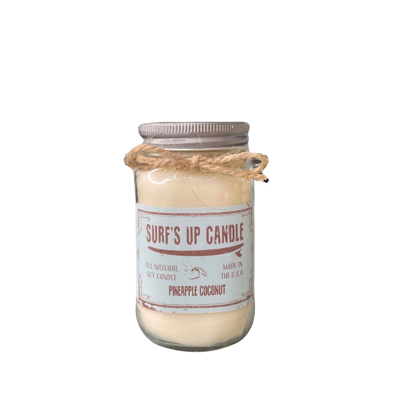 Surfs Up Candle Original Collection Pineapple Coconut Large Mason Jar Scented Candle 16Oz White