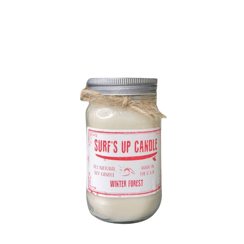Surfs Up Candle Original Collection Winter Forest Large Mason Jar Scented Candle Red 16Oz