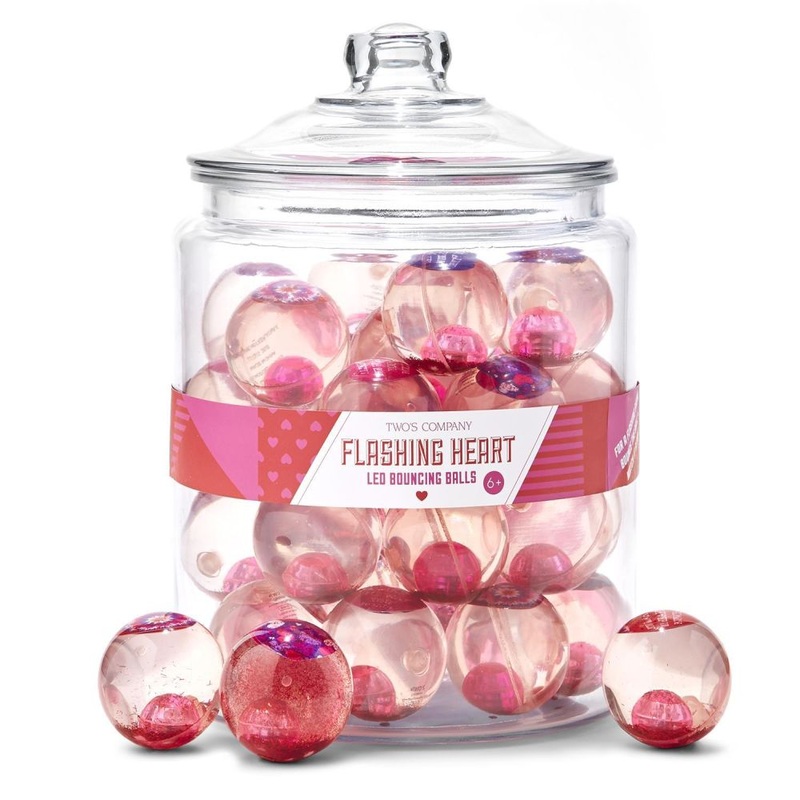 Two’s Company 36-Pieces Conversation Heart LED Bouncing Ball with Jar Assorted 3 Designs