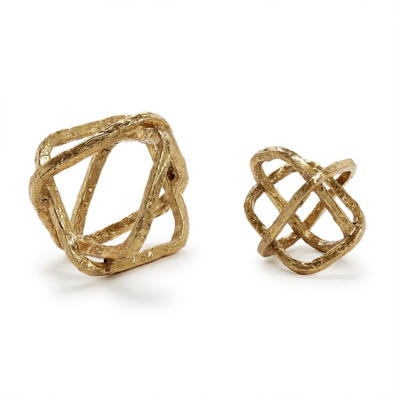 Two’s Company Angles Set Of 2 Golden Paperweight/Sculpture – Iron