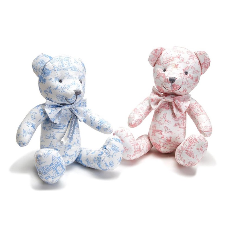 Two’s Company Animal Toile Pattern Stuffed Teddy Bear with Movable Arms and Legs Assorted 2 Colors