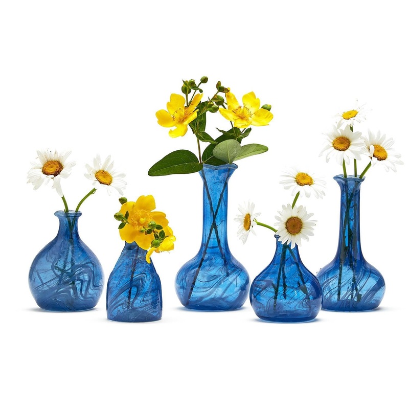 Two’s Company Azul Set of 5 Decorative Hand-Crafted Decorative Bottles/Vases