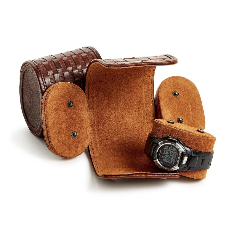 Two’s Company Chestnut Woven Leather Watch Case Assorted 2 Patterns