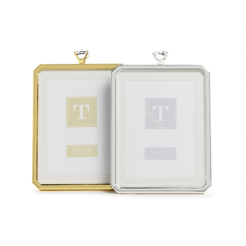 Two’s Company Clear Diamond Ring 5X7 Photo Frame Assorted 2 Colors