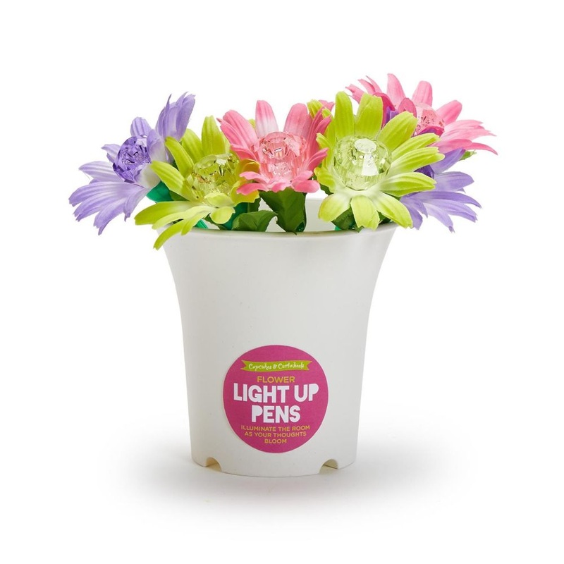 Two’s Company Diamond Daisy 27-Pieces Light Up Pen with Flower Pot In 3 Colors
