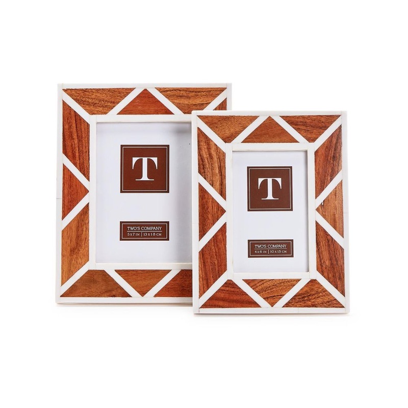 Two’s Company Geometric Cut Set of 2 Photo Frame In 4×6 and 5×7