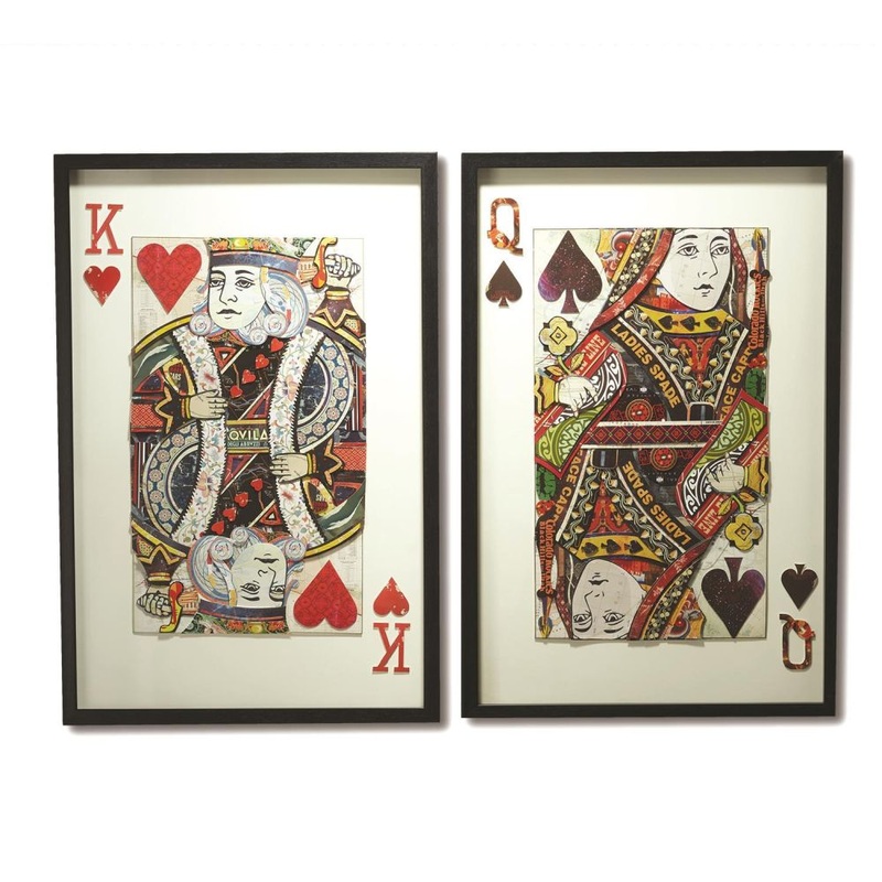 Two’s Company Play Your Cards Right Set of 2 Playing Card Paper Collage Wall Art In 2 Designs