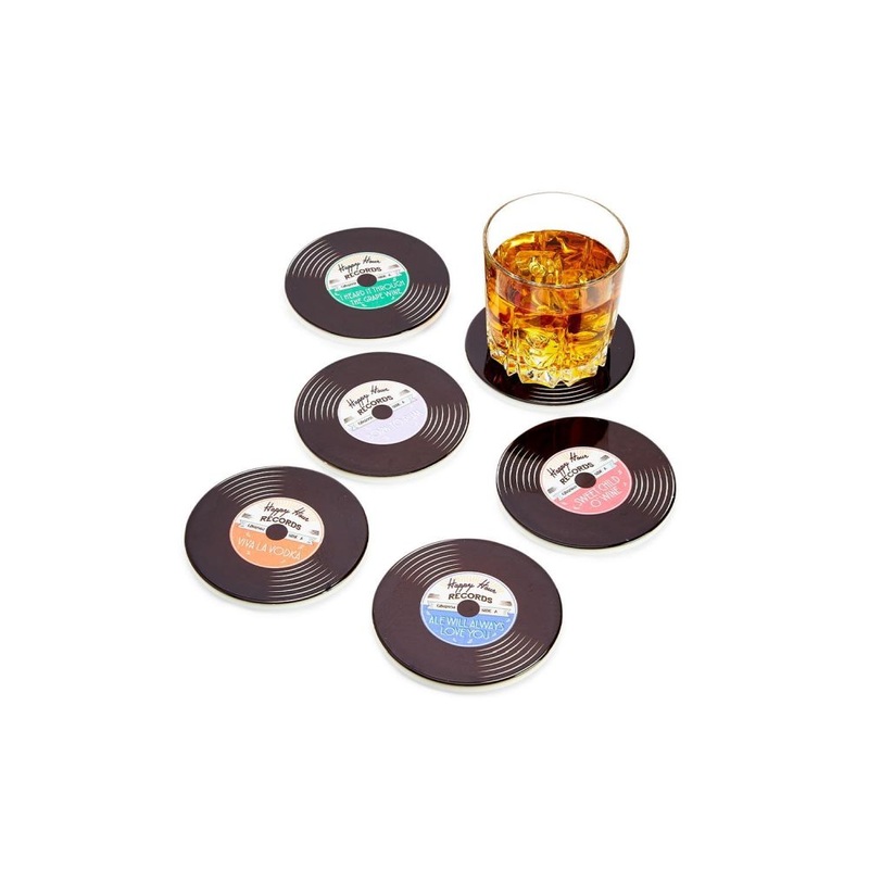 Two’s Company Refill 48-Pieces Record Coaster Assorted of 6 Designs
