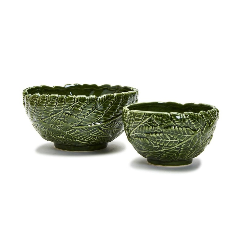 Two’s Company Set of 2 Fern Leaf Bowls (food safe) – Ceramic