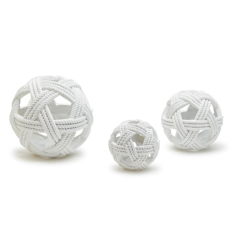 Two’s Company Set of 3 Open Weave Rope Spheres – Resin